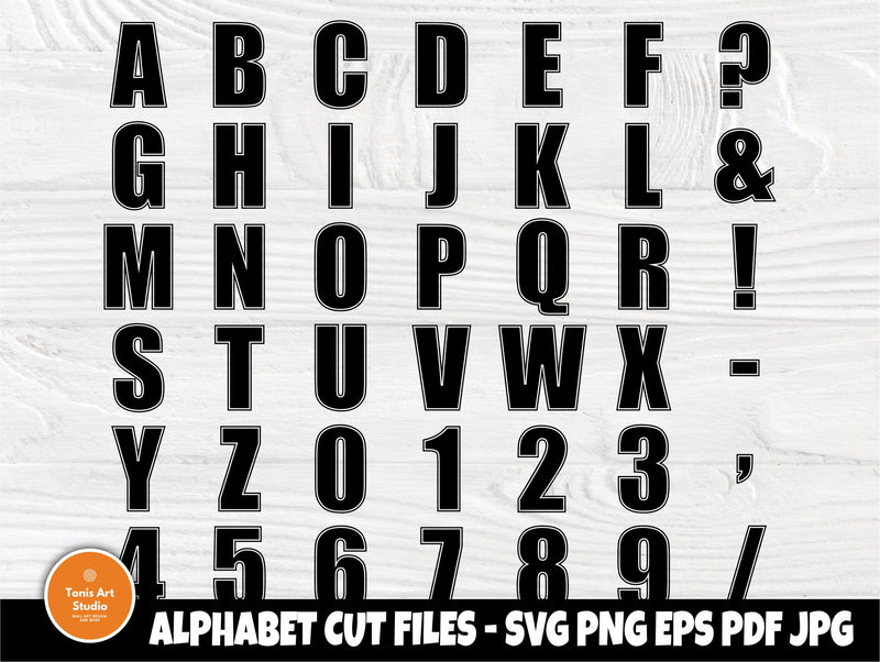 Full alphabet SVG, Letters Svg, Numbers Svg - So Fontsy