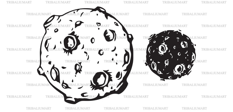 Full Moon with Lunar Craters SVG TribaliumArtSF 
