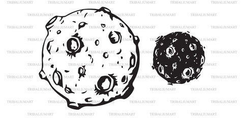 Full Moon with Lunar Craters SVG TribaliumArtSF 