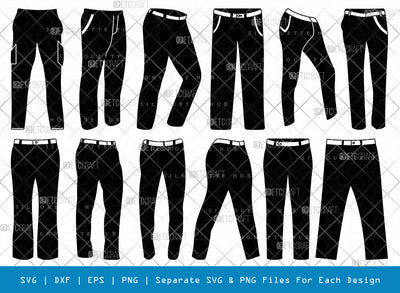 Full Pant SVG, Full Pant Silhouette, Long Pant Svg, Pant Icon Svg, Jeans Pant Svg, Trousers Svg, Man Wear Svg, Full Pant Bundle SVG ETC Craft 