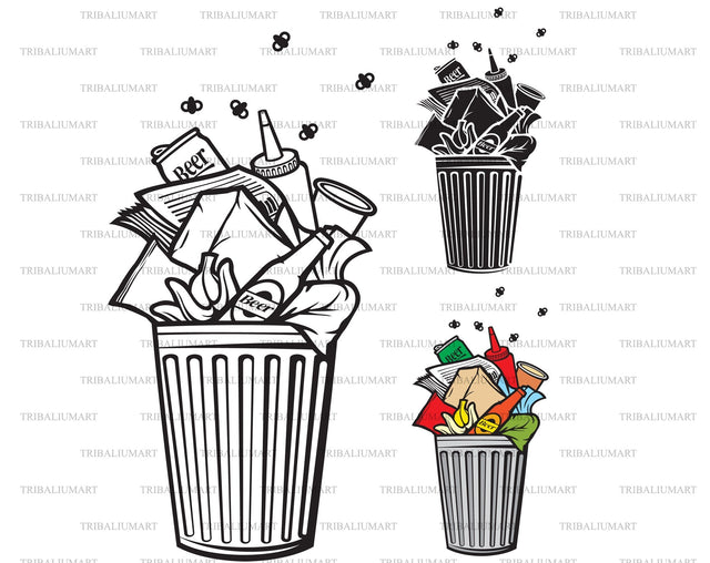 Full rubbish bin SVG TribaliumArtSF 