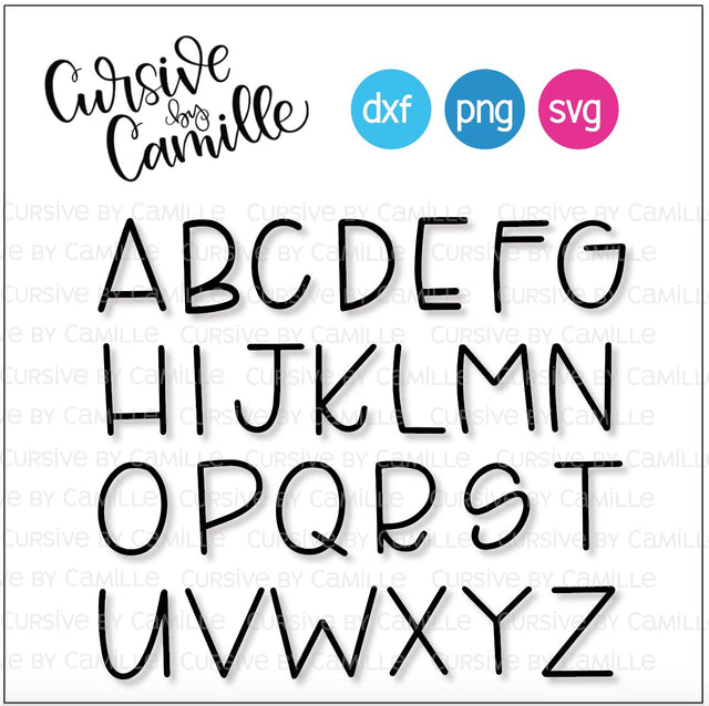 Fun and Casual Fergus Monoline Alphabet Cut File SVG Cursive by Camille 