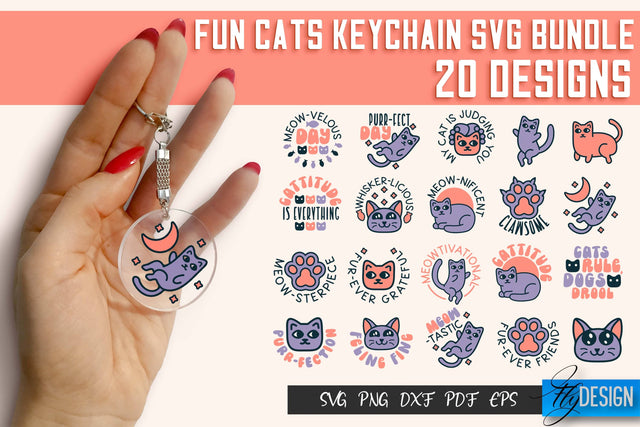 Fun Cats Keychain SVG Design | Fun Cats Keychain SVG Quotes | Funny Cat SVG Quotes SVG Fly Design 
