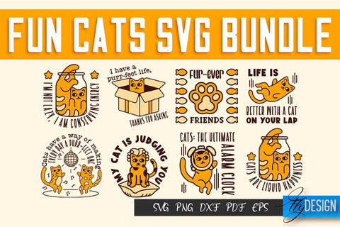 Fun Cats SVG Bundle | Fun Cats SVG Quotes | Fun Cats SVG Design v.1 SVG Fly Design 