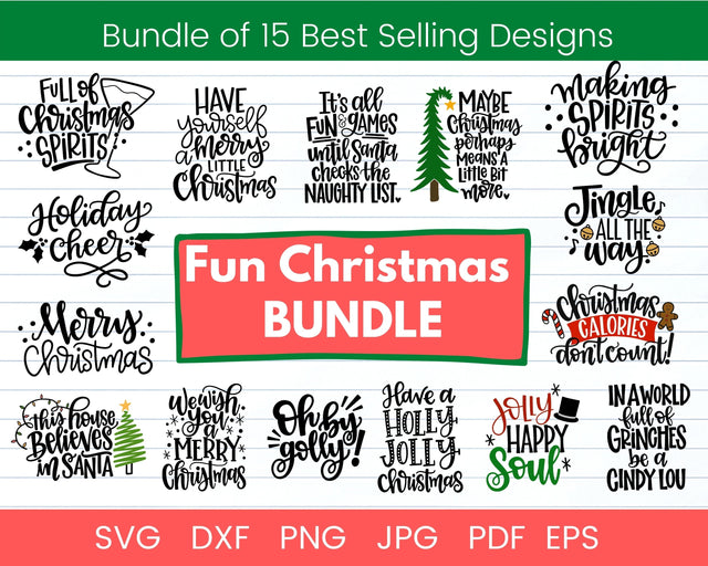 Fun Christmas svg bundle, handlettered christmas SVG Lettered by Stephanie 