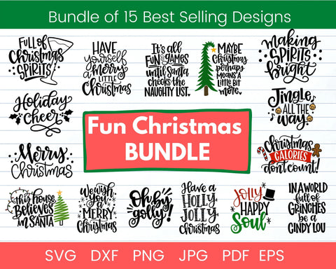 Fun Christmas svg bundle, handlettered christmas SVG Lettered by Stephanie 