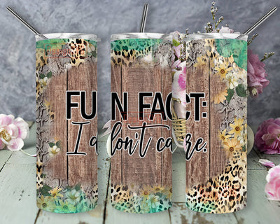 Fun Fact I Don't Care Tumbler Png, Adult Humor 20oz Skinny Tumbler, Leopard Tumbler Wrap, Sarcastic Quote Sublimation Design, Instant Download Sublimation DesignSVG 
