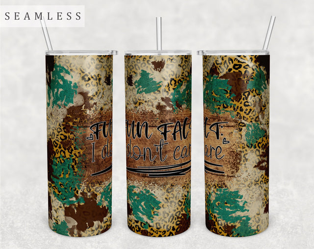 Fun Fact I Don't Care Tumbler Wrap, 20 Oz Skinny Tumbler Sublimation Design, Seamless Sarcastic Quote Tumbler PNG Sublimation HappyDesignStudio 