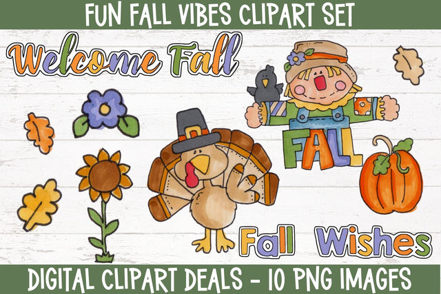Fun Fall Vibes Clipart - Autumn Clipart Sublimation Digital Clipart Deals 