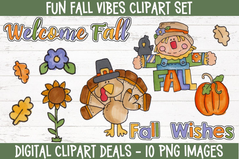 Fun Fall Vibes Clipart - Autumn Clipart Sublimation Digital Clipart Deals 