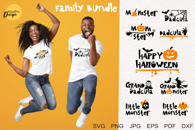 Fun family bundle of Halloween designs, Momster, Dadcula, Little monster Svg, Happy Halloween Cute Svg SVG Klava P 