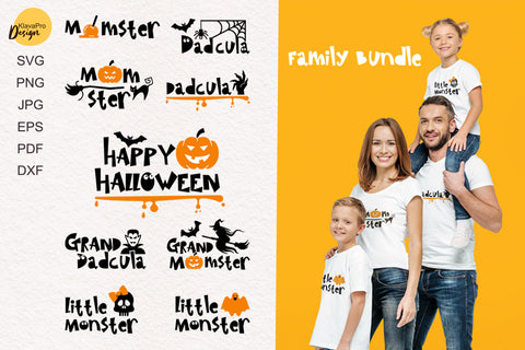 Fun family bundle of Halloween designs, Momster, Dadcula, Little monster Svg, Happy Halloween Cute Svg SVG Klava P 
