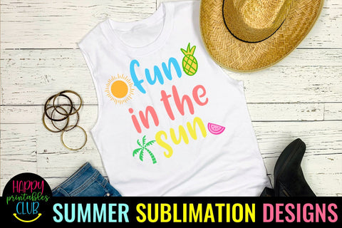 Fun in the Sun Summer Sublimation- Beach Sublimation PNG Sublimation Happy Printables Club 