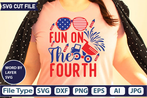Fun On The Fourth SVG Cut File,SVGs,quotes-and-sayings,food-drink,mini-bundles,print-cut,on-sale, SVG DesignPlante 503 