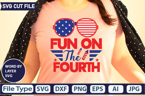 Fun On The Fourth SVG Cut File,SVGs,quotes-and-sayings,food-drink,mini-bundles,print-cut,on-sale, SVG DesignPlante 503 