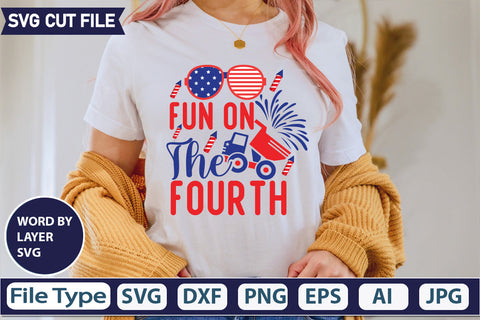 Fun On The Fourth SVG Cut File,SVGs,quotes-and-sayings,food-drink,mini-bundles,print-cut,on-sale, SVG DesignPlante 503 