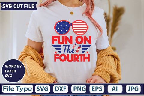 Fun On The Fourth SVG Cut File,SVGs,quotes-and-sayings,food-drink,mini-bundles,print-cut,on-sale, SVG DesignPlante 503 