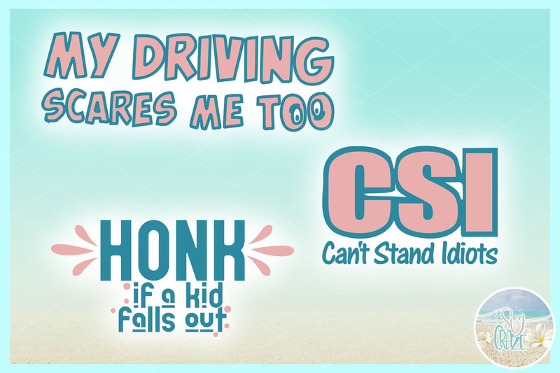 Fun Vehicle Decals SVG Bundle - So Fontsy