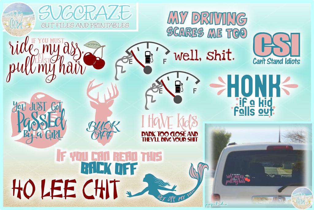 Fun Vehicle Decals SVG Bundle - So Fontsy