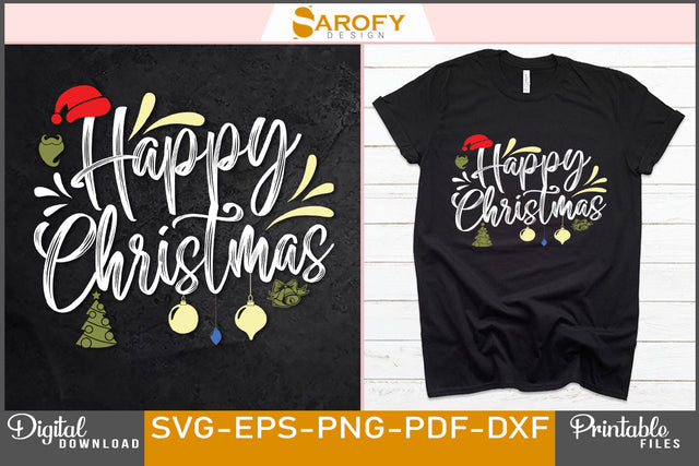 Funnny Happy Christmas Design SVG PNG DXF Files SVG Sarofydesign 