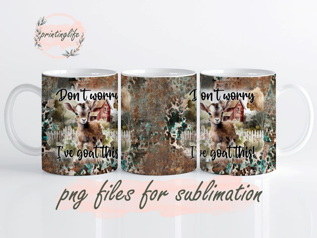 Funny 20 oz Skinny Sublimation Tumbler Wrap - Cute Goat Tumbler Design 11oz Sublimation PrintingLife 