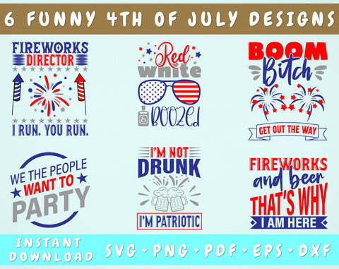 Funny 4th Of July SVG Bundle, 6 Designs, Red White And Boozed SVG, Fireworks Director SVG, We The People Want To Party SVG SVG HappyDesignStudio 