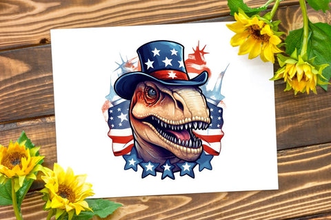 Funny 4th of July T-rex Sublimation Clipart Bundle Sublimation Regulrcrative 