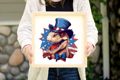 Funny 4th of July T-rex Sublimation Clipart Bundle Sublimation Regulrcrative 
