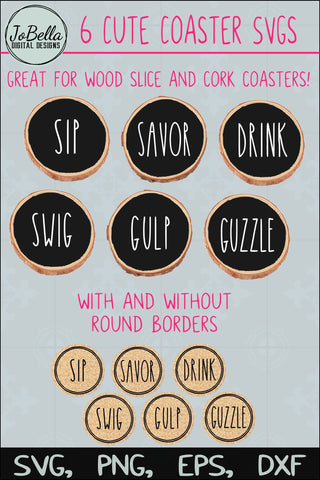 Funny Alcohol SVG Bundle for Coasters SVG JoBella Digital Designs 