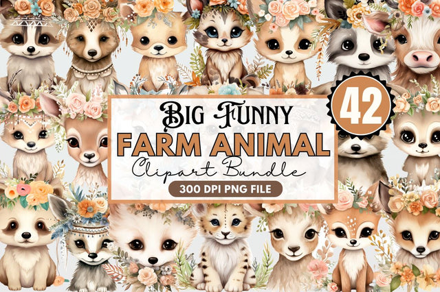 Funny Animal Clipart Png Bundle Sublimation Regulrcrative 