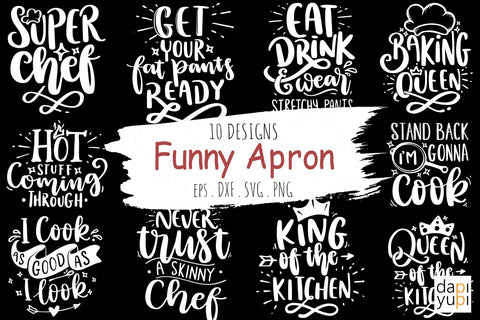 Funny Apron Bundle, Kitchen Quotes SVG SVG dapiyupi store 