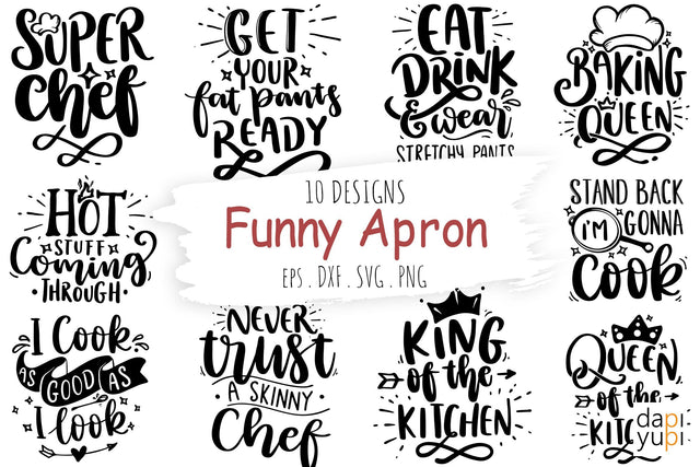 Funny Apron Bundle, Kitchen Quotes SVG SVG dapiyupi store 