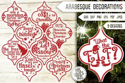 Funny Arabesque Tile Ornament Svg Bundle. Christmas Arabesque Decorations Svg. Lowe's Tile Svg. Funny Quote, Saying, Phrase Dxf Eps Png Pdf SVG Mint And Beer Creations 