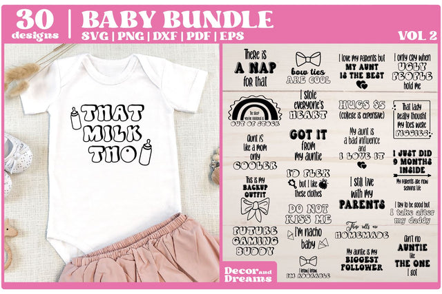 Funny Baby Onesie SVG Bundle | Baby Bib sayings SVG | Vol 2 SVG Decor and Dreams 