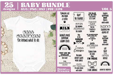 Funny Baby Onesie SVG Bundle | Baby Bib sayings SVG | Vol 5 SVG Decor and Dreams 