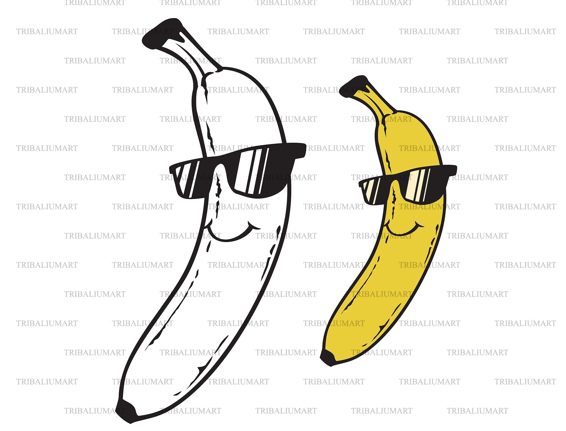 Banana with cool sun-yellow sunglasses