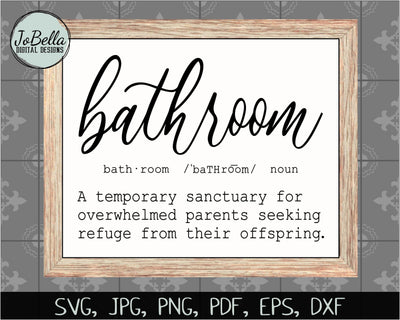 Funny Bathroom Definition SVG Cut File and Printable SVG JoBella Digital Designs 