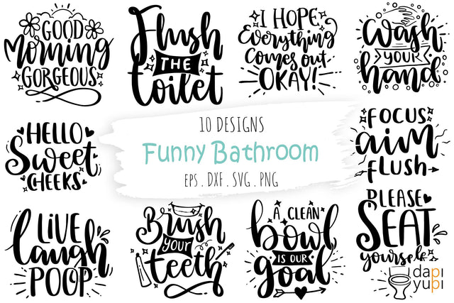 Funny Bathroom Quotes SVG Bundle SVG dapiyupi store 