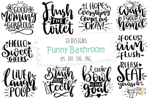 Funny Bathroom Quotes SVG Bundle SVG dapiyupi store 