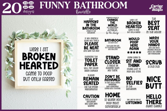 Funny Bathroom SVG and Sublimation Bundle SVG Carla C Designs 