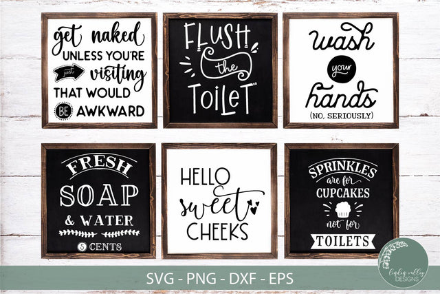 Funny Bathroom SVG Bundle-Funny Bathroom Sign SVG Bundle SVG Linden Valley Designs 