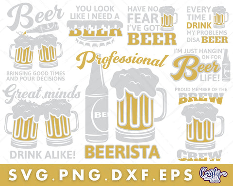 Funny Beer Bundle | Beer Svg Quotes SVG Crafty Mama Studios 