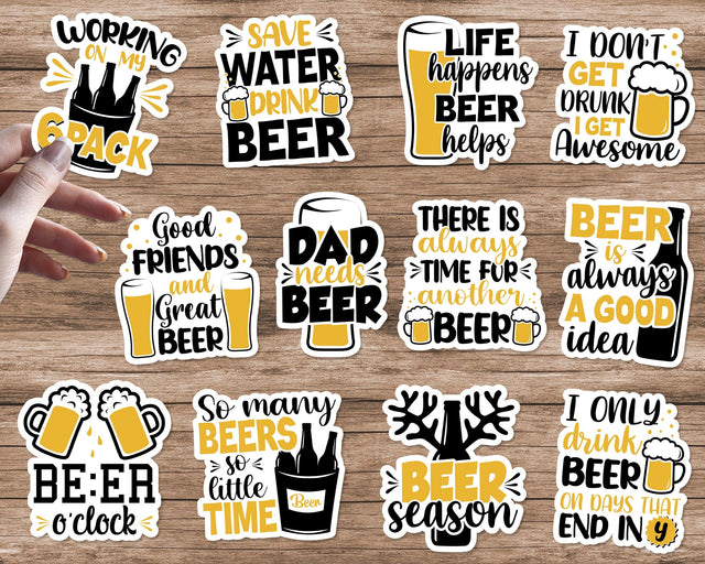 Funny Beer Sticker Bundle Svg, Beer Quotes Svg, Sticker Beer Svg, Beer Sticker Bundle SVG SvgMonkeys 
