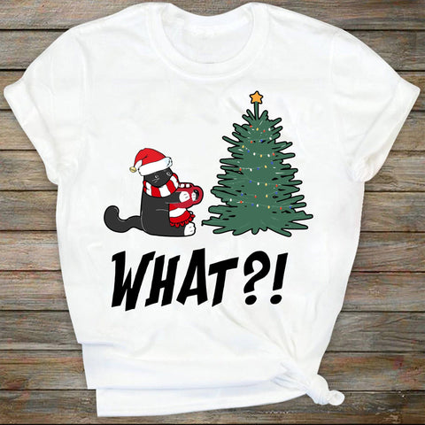 Funny Black Cat SVG, Gift Pushing SVG, Christmas Tree SVG, Over Cat What svg, Merry Christmas svg, svg files for Cricut SVG DiamondDesign 