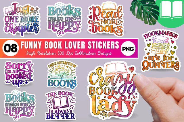 Funny Book Lover Sublimation Stickers Bundle Sublimation Regulrcrative 