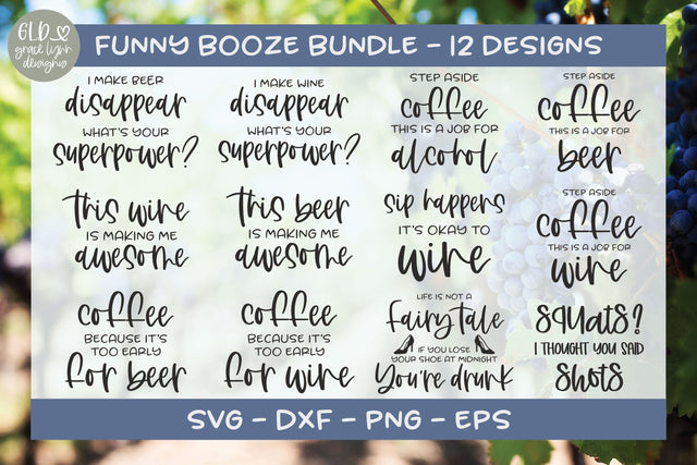 Funny Booze Bundle - 12 Designs SVG Grace Lynn Designs 