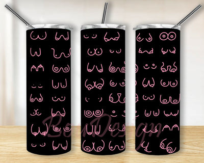 Funny Breast Boob, Funny Feminism, Breast Cancer Awareness 20oz Skinny Sublimation Tumbler PNG Sublimation BouDesign 
