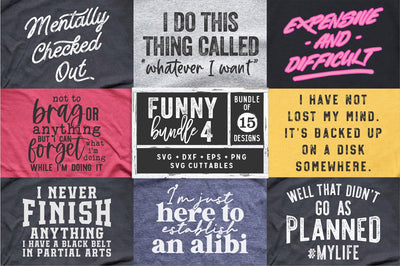 Funny Bundle 4 svg Bundle - Funny Cut File - Funny svg - dxf - eps - png - Quote - Silhouette - Cricut - Digital File SVG Svg Cuttables 