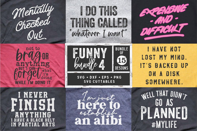 Funny Bundle 4 svg Bundle - Funny Cut File - Funny svg - dxf - eps - png - Quote - Silhouette - Cricut - Digital File SVG Svg Cuttables 