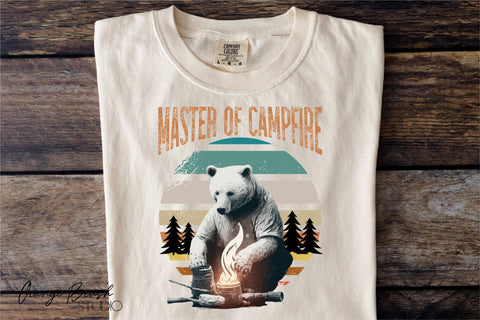Funny Camping Sublimation Design, Bear Camper and Campfire Sublimation OrangeBrushStudio 